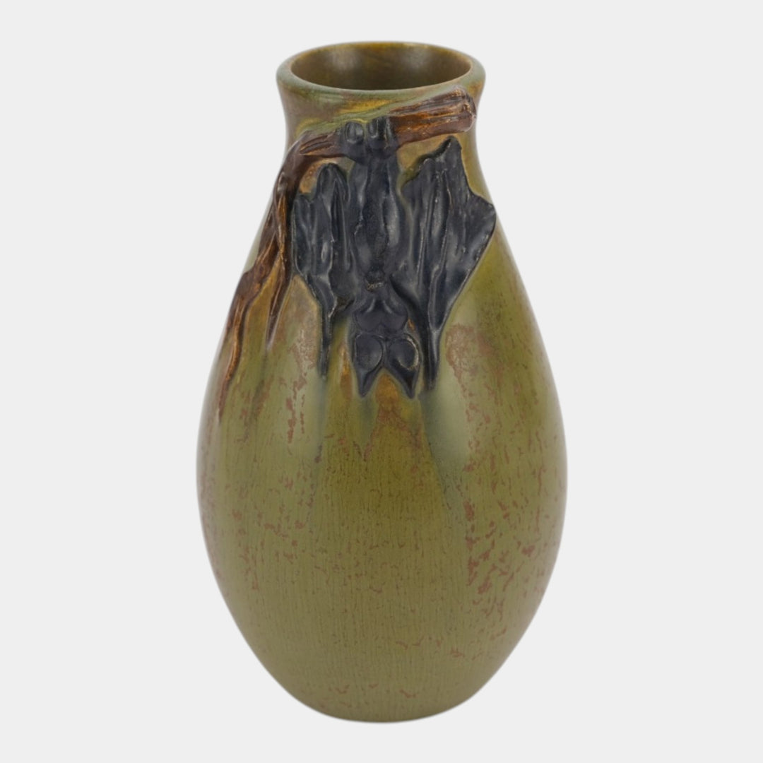 Ephraim Faience 2017 Hand Made Art Pottery Mottled Green Hanging Bat Vase - Just Art Pottery