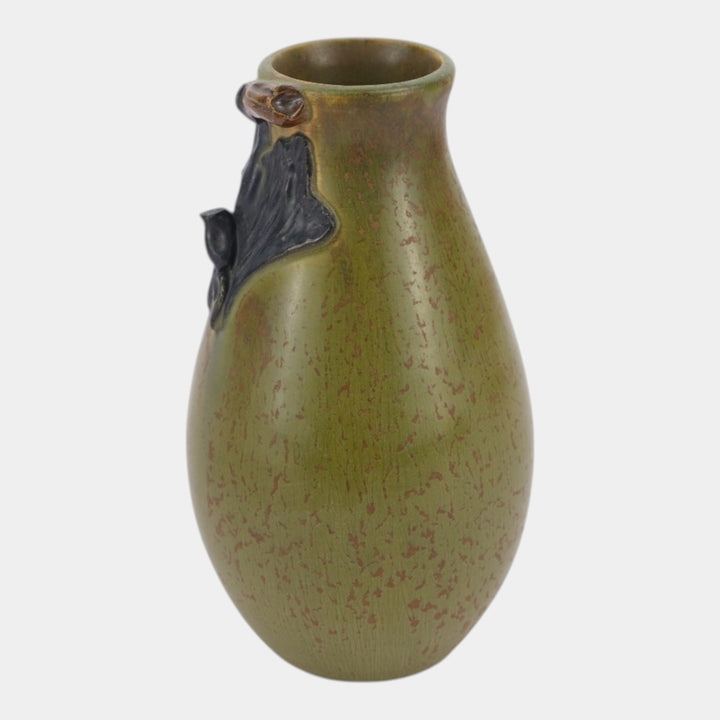 Ephraim Faience 2017 Hand Made Art Pottery Mottled Green Hanging Bat Vase - Just Art Pottery