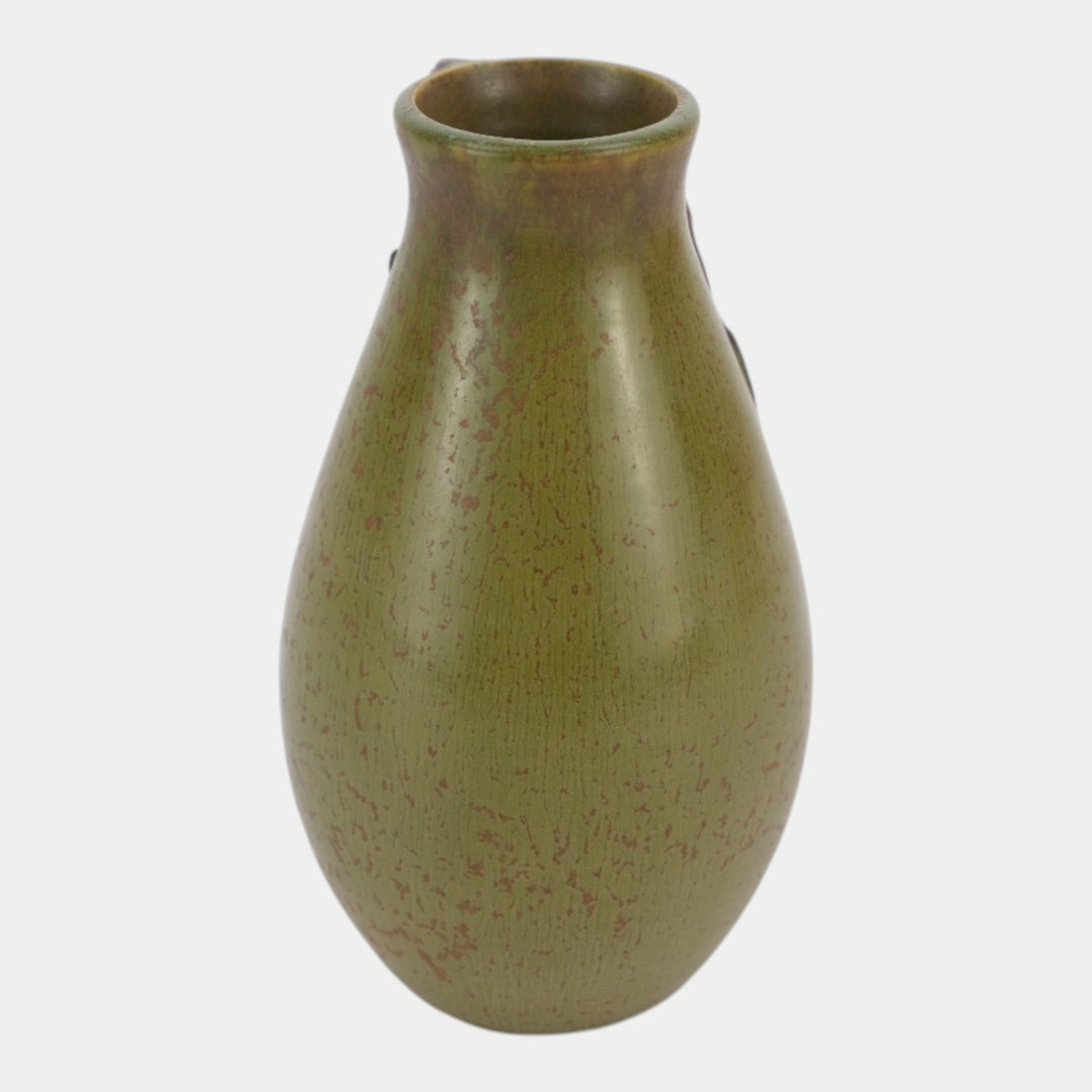 Ephraim Faience 2017 Hand Made Art Pottery Mottled Green Hanging Bat Vase - Just Art Pottery