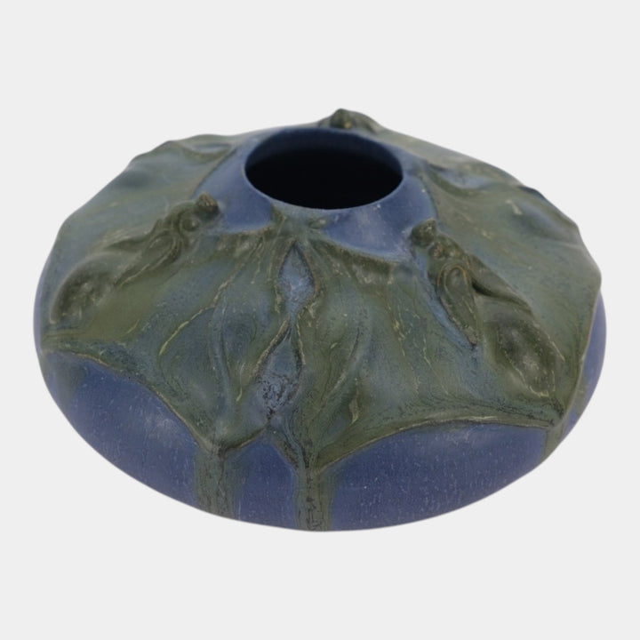 Ephraim Faience 2006 Arts and Crafts Pottery Blue Moondance Bat Ceramic Vase 412