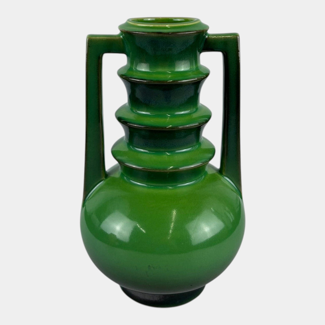Roseville Futura Emerald Green 1928 Vintage Art Deco Pottery Ceramic Vase 389-8