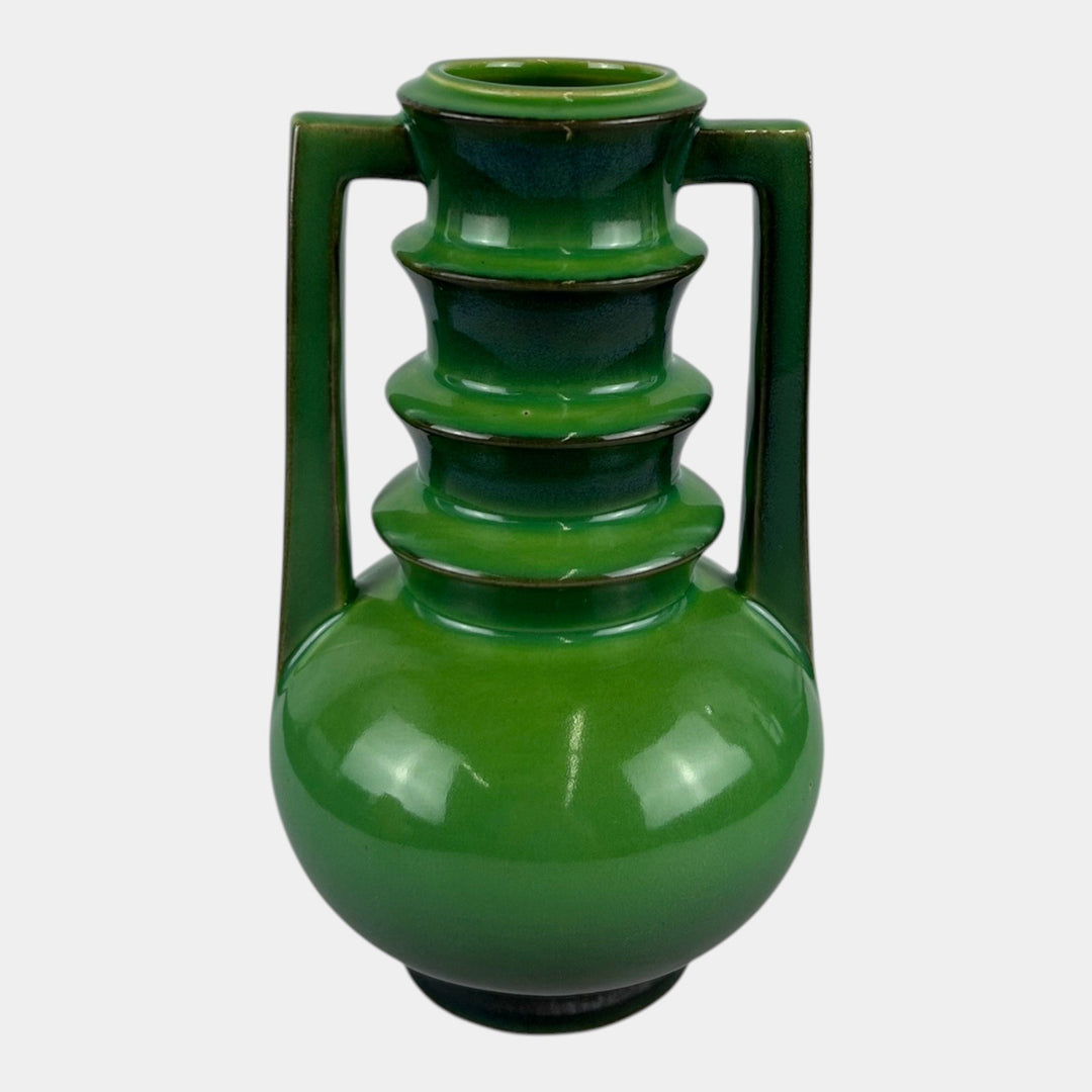 Roseville Futura Emerald Green 1928 Vintage Art Deco Pottery Ceramic Vase 389-8