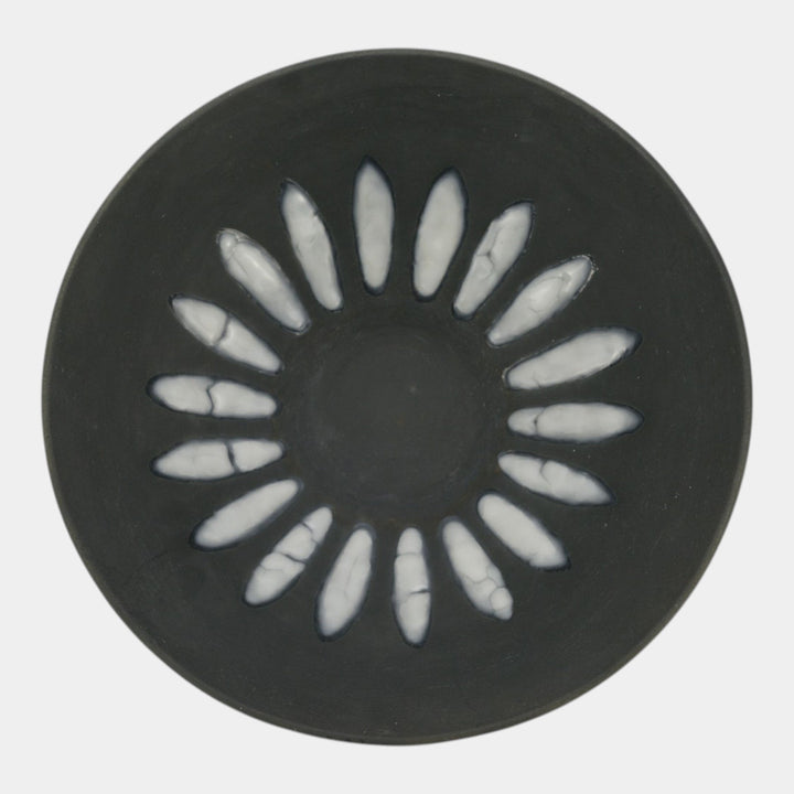 Rookwood Cirrus 1953 Vintage Mid Century Modern Pottery Black Ceramic Bowl 6967