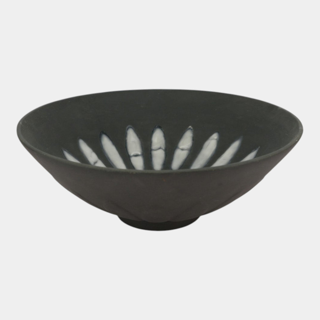 Rookwood Cirrus 1953 Vintage Mid Century Modern Pottery Black Ceramic Bowl 6967