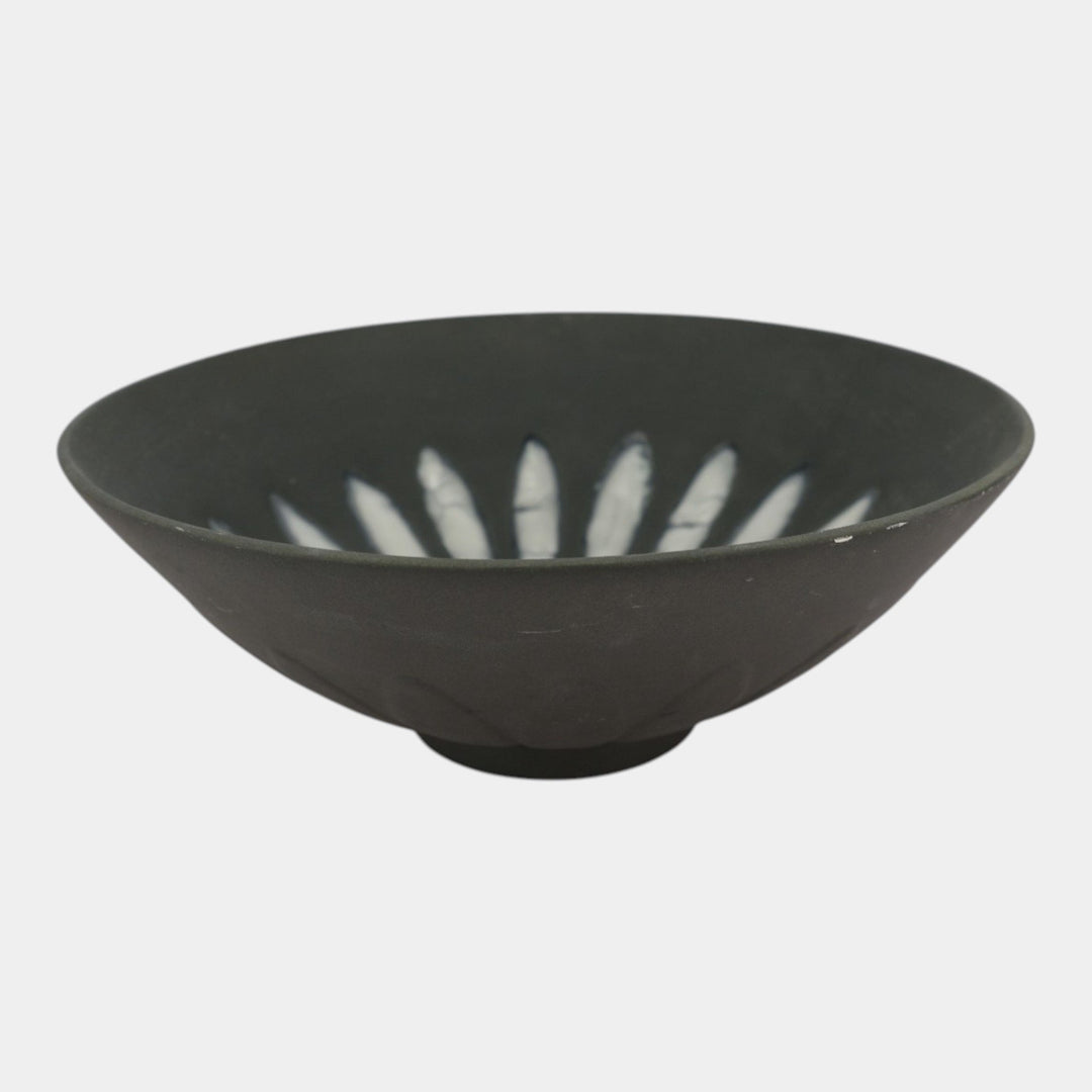 Rookwood Cirrus 1953 Vintage Mid Century Modern Pottery Black Ceramic Bowl 6967