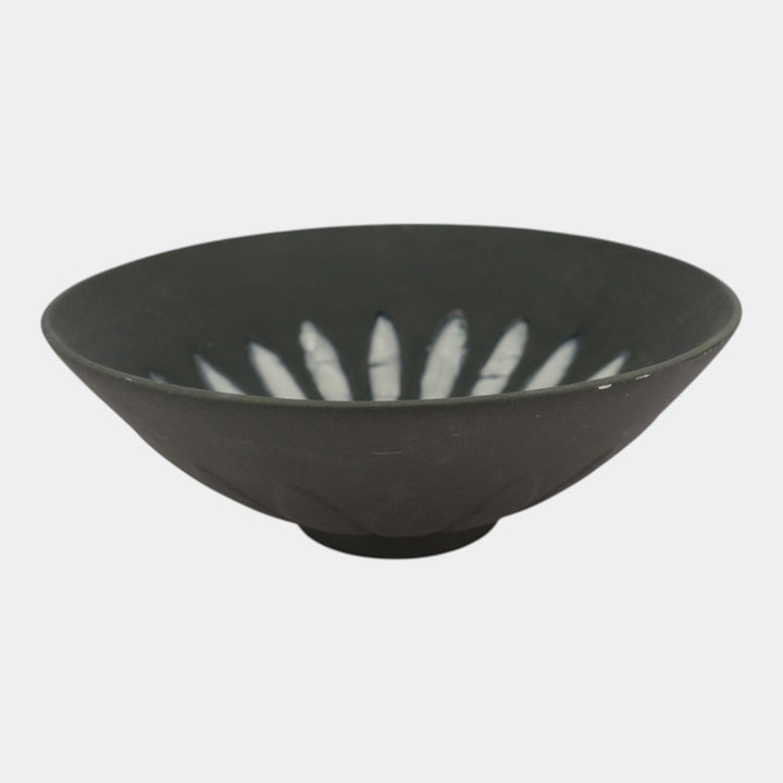 Rookwood Cirrus 1953 Vintage Mid Century Modern Pottery Black Ceramic Bowl 6967
