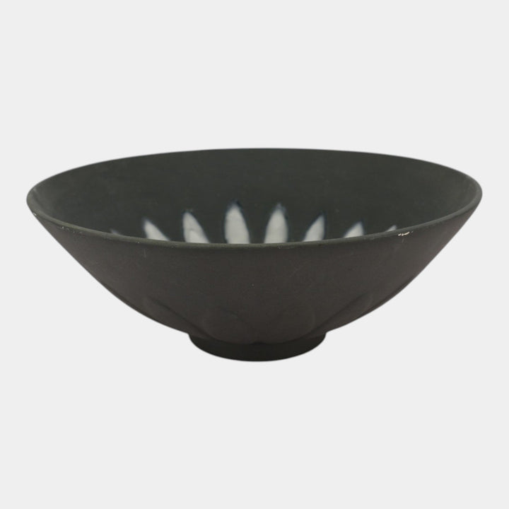 Rookwood Cirrus 1953 Vintage Mid Century Modern Pottery Black Ceramic Bowl 6967