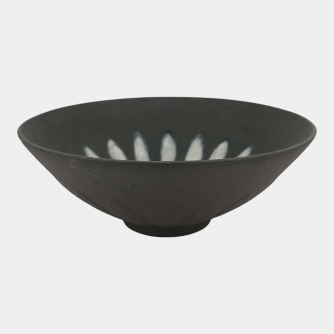 Rookwood Cirrus 1953 Vintage Mid Century Modern Pottery Black Ceramic Bowl 6967