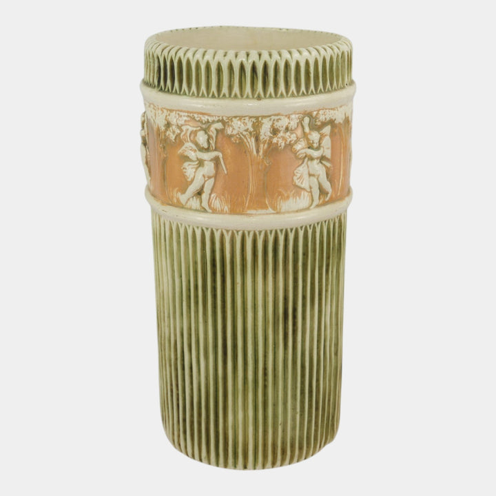 Roseville Donatello 1916 Vintage Art Pottery Ceramic Umbrella Stand