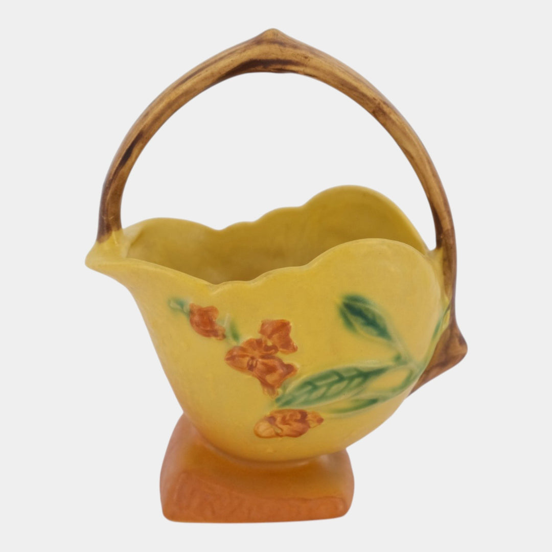 Roseville Bittersweet Yellow 1951 Mid Century Modern Pottery Basket 808-6