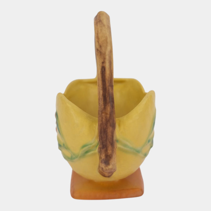 Roseville Bittersweet Yellow 1951 Mid Century Modern Pottery Basket 808-6