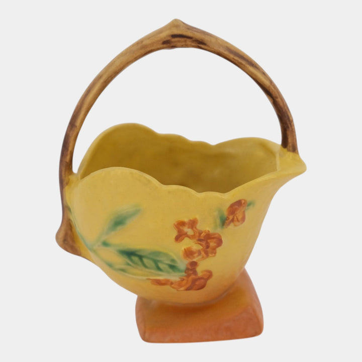 Roseville Bittersweet Yellow 1951 Mid Century Modern Pottery Basket 808-6