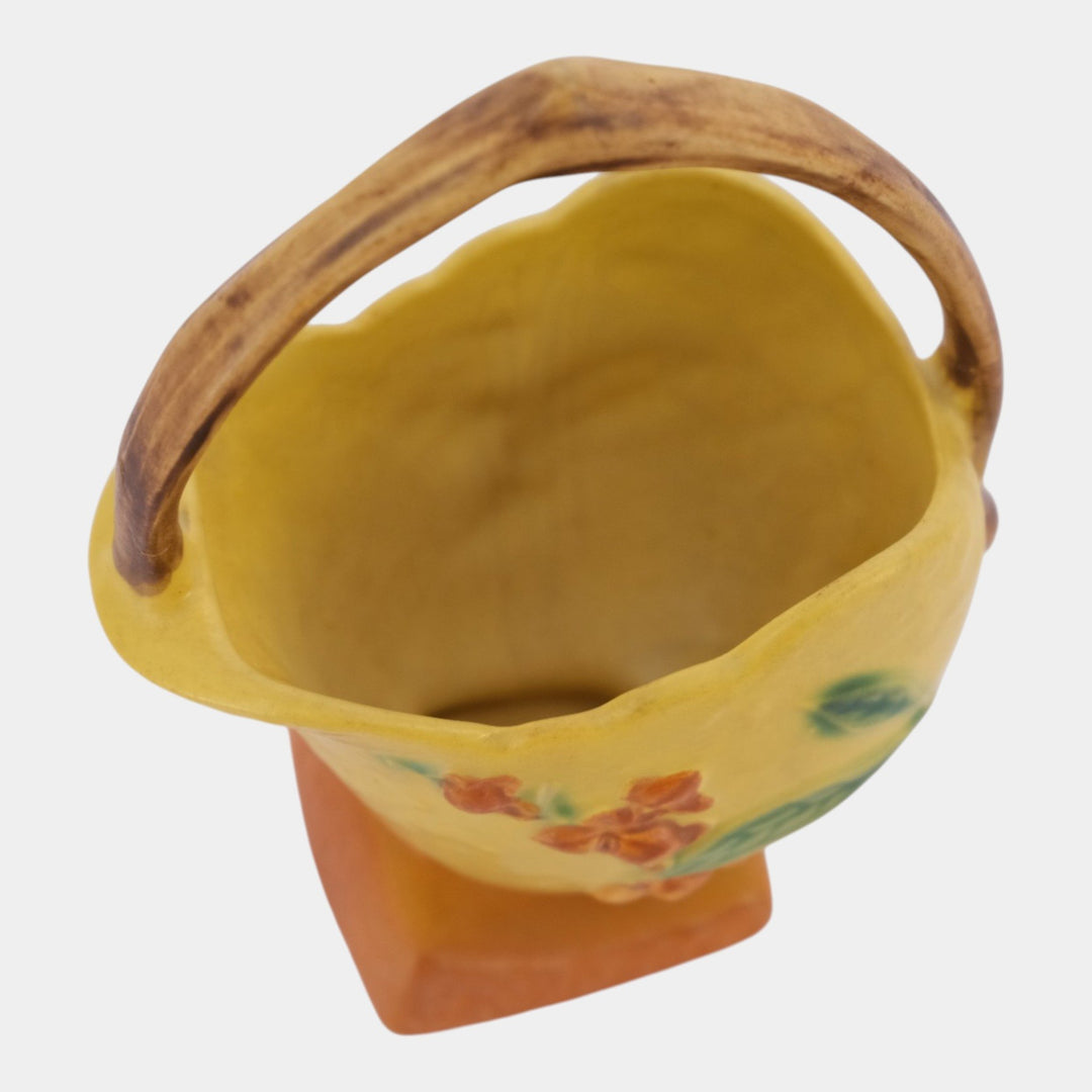 Roseville Bittersweet Yellow 1951 Mid Century Modern Pottery Basket 808-6