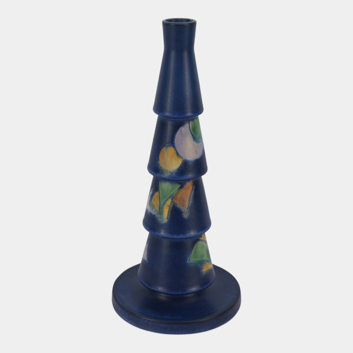 Roseville Futura Blue 1928 Vintage Art Deco Pottery Christmas Tree Vase 390-10
