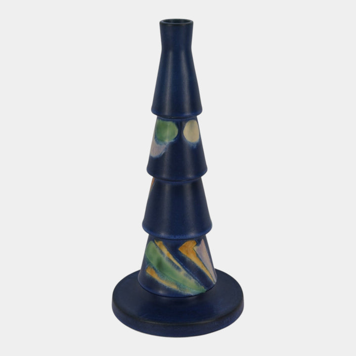 Roseville Futura Blue 1928 Vintage Art Deco Pottery Christmas Tree Vase 390-10