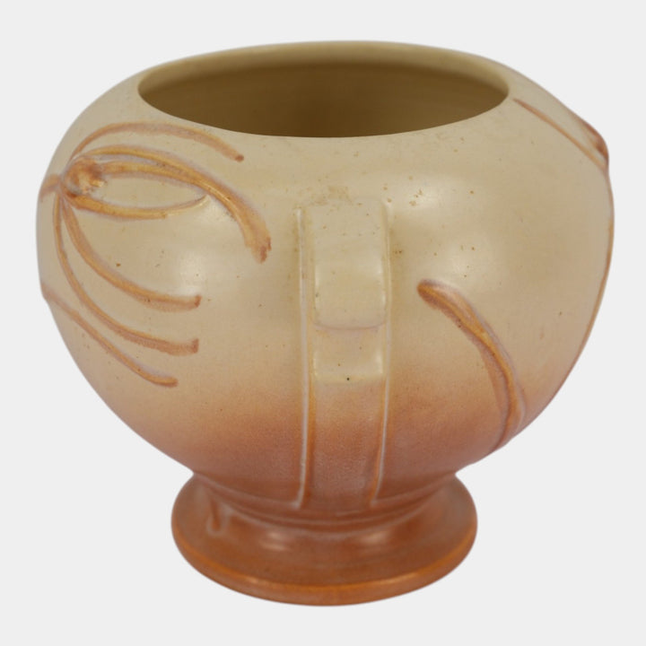 Roseville Teasel White 1938 Vintage Art Deco Pottery Mottled Ceramic Vase 343-6