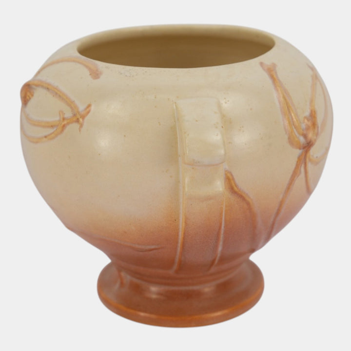 Roseville Teasel White 1938 Vintage Art Deco Pottery Mottled Ceramic Vase 343-6