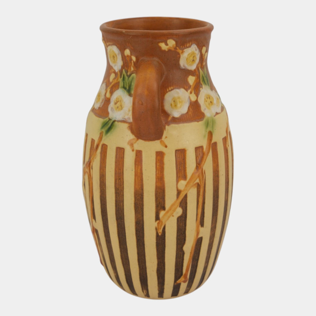 Roseville Cherry Blossom Brown 1933 Vintage Art Deco Pottery Ceramic Vase 626-10