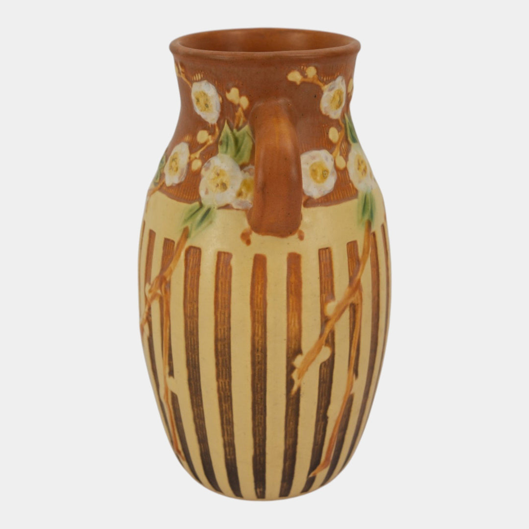 Roseville Cherry Blossom Brown 1933 Vintage Art Deco Pottery Ceramic Vase 626-10