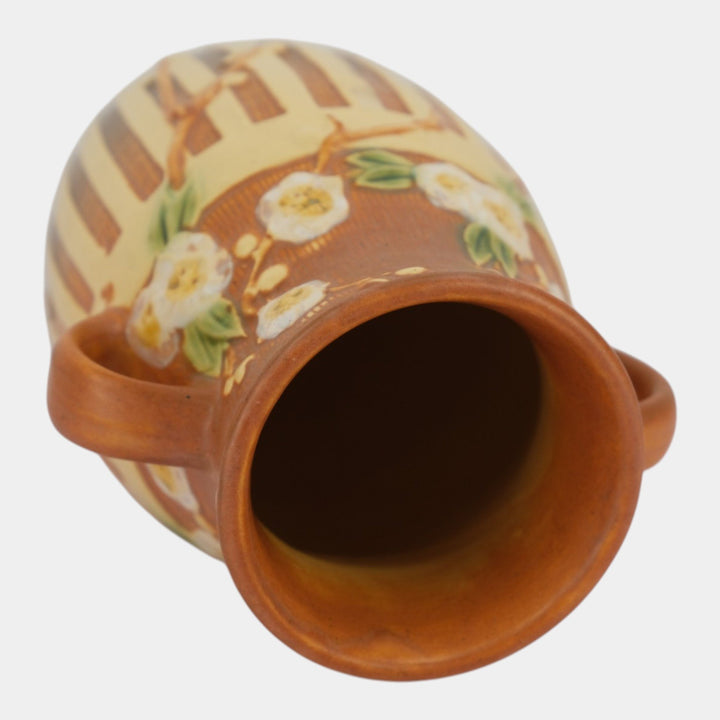 Roseville Cherry Blossom Brown 1933 Vintage Art Deco Pottery Ceramic Vase 626-10