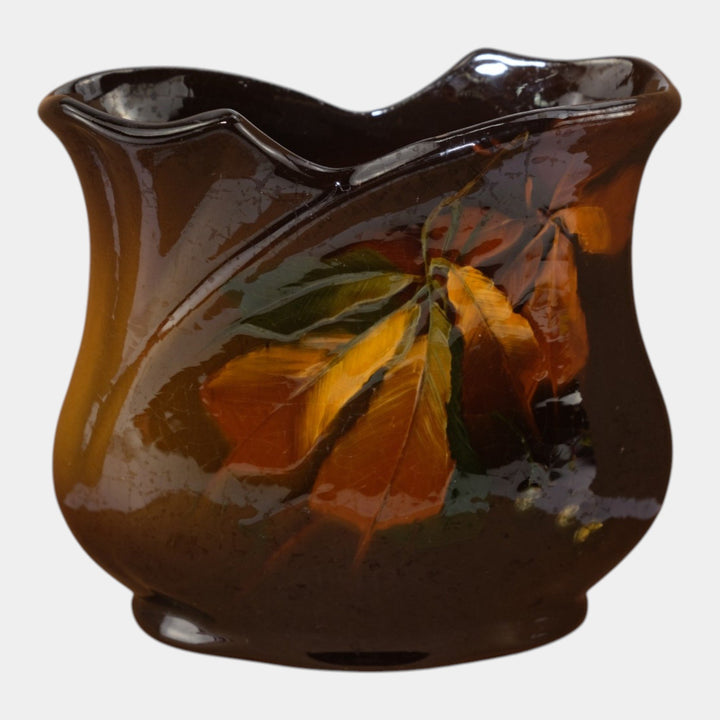 Weller Louwelsa 1900s Vintage Art Pottery Brown Ceramic Pillow Vase