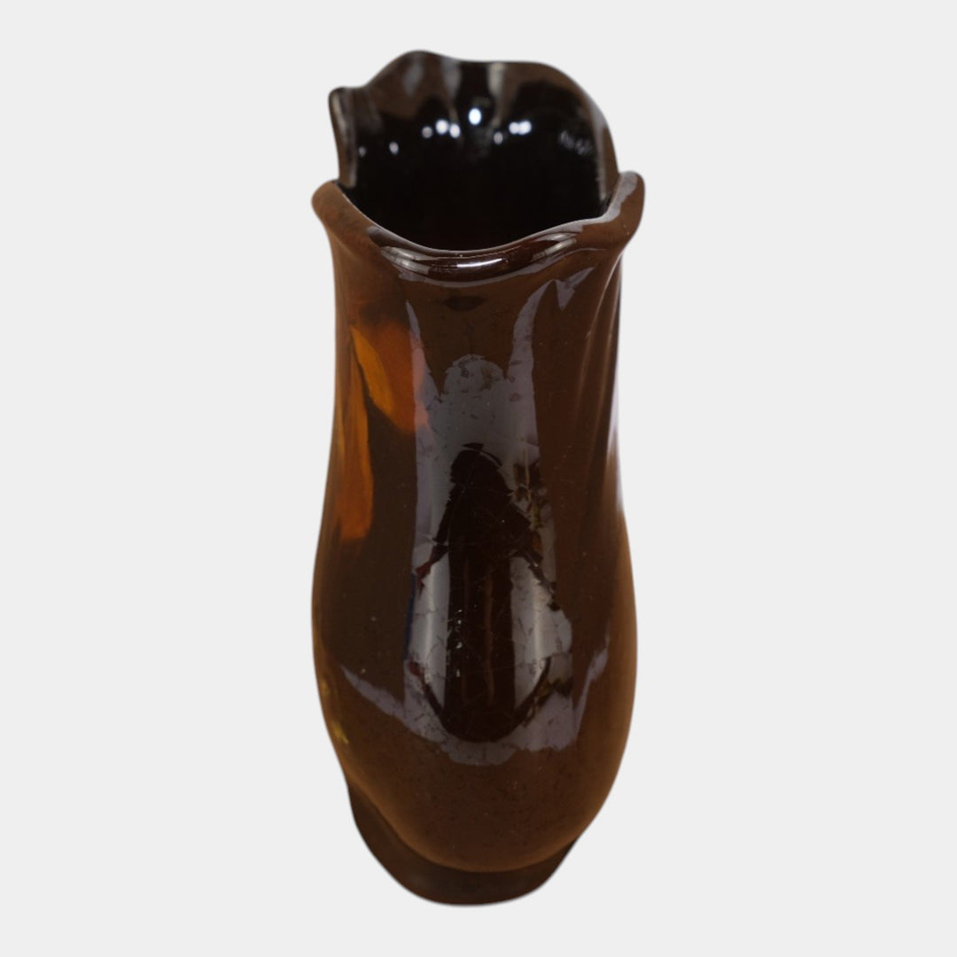 Weller Louwelsa 1900s Vintage Art Pottery Brown Ceramic Pillow Vase