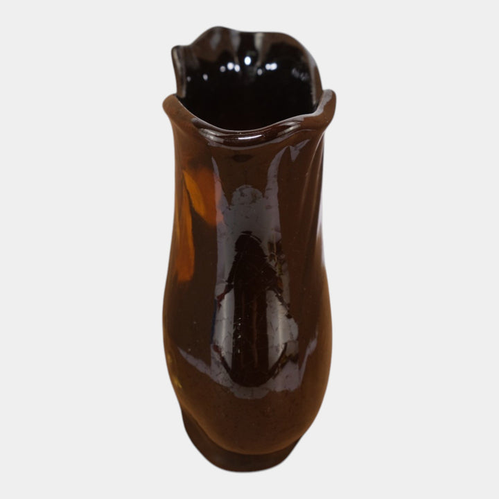 Weller Louwelsa 1900s Vintage Art Pottery Brown Ceramic Pillow Vase