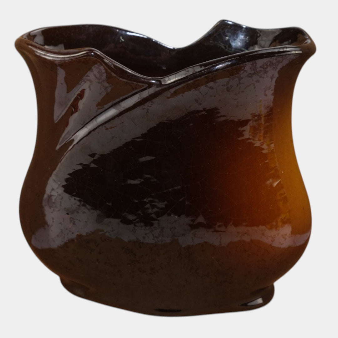 Weller Louwelsa 1900s Vintage Art Pottery Brown Ceramic Pillow Vase