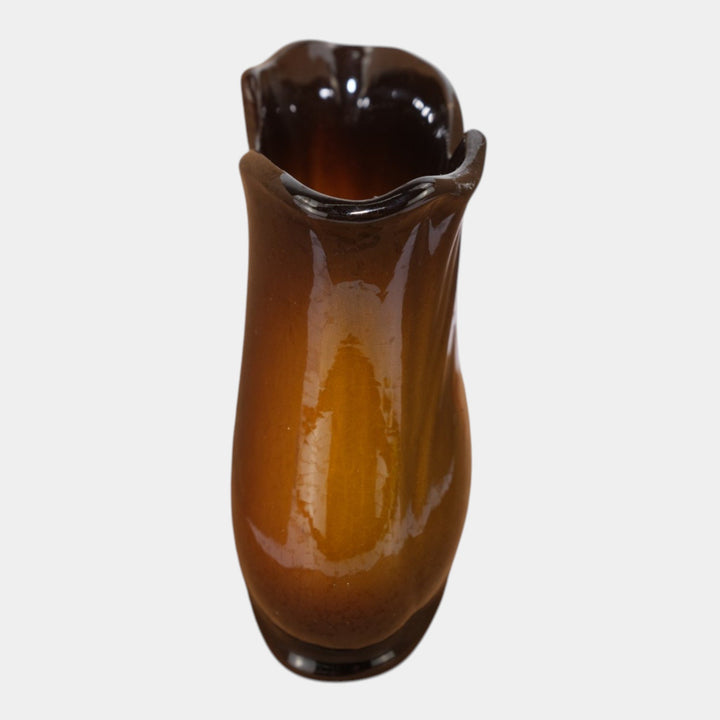 Weller Louwelsa 1900s Vintage Art Pottery Brown Ceramic Pillow Vase