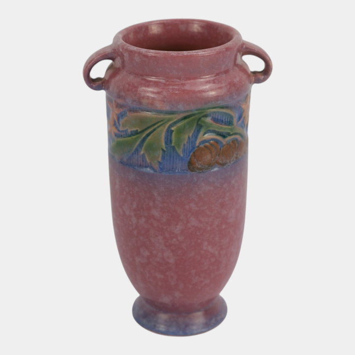 Roseville Baneda Pink 1932 Vintage Arts And Crafts Pottery Flower Vase 590-7