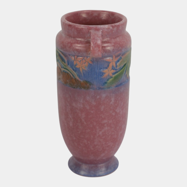 Roseville Baneda Pink 1932 Vintage Arts And Crafts Pottery Flower Vase 590-7