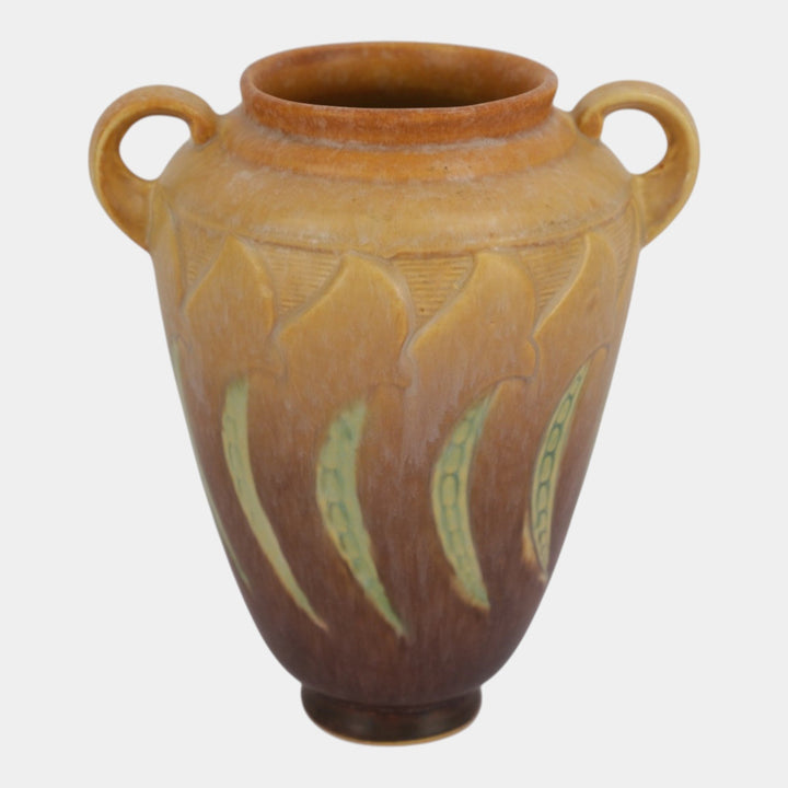 Roseville Falline Brown 1933 Vintage Arts And Crafts Pottery Ceramic Vase 649-8