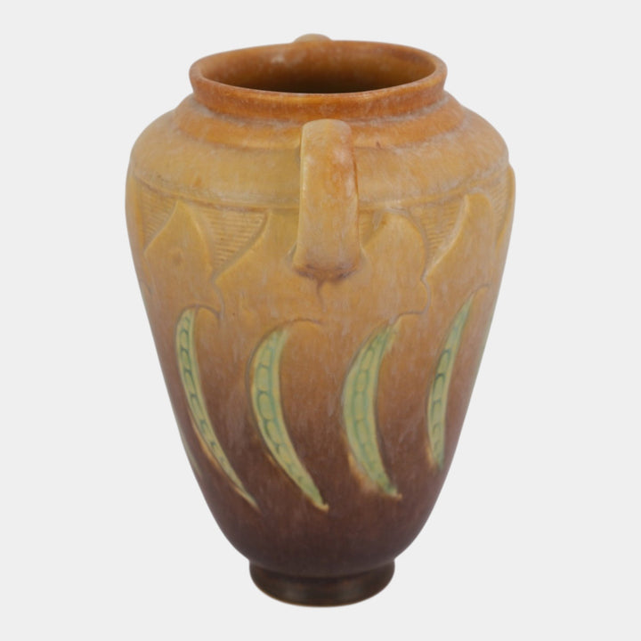 Roseville Falline Brown 1933 Vintage Arts And Crafts Pottery Ceramic Vase 649-8