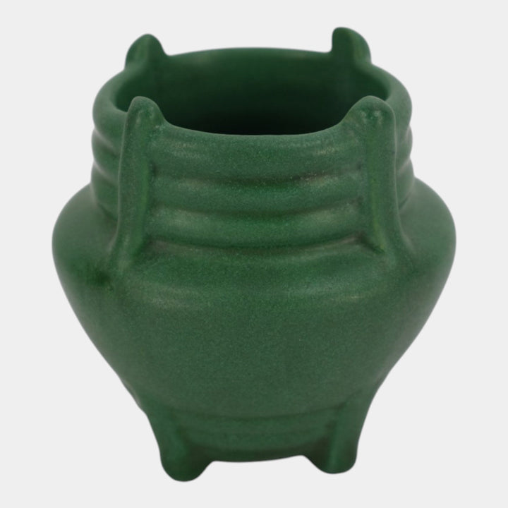 Weller Bedford 1905-20 Art Pottery Matte Green Buttressed Footed Ceramic Vase
