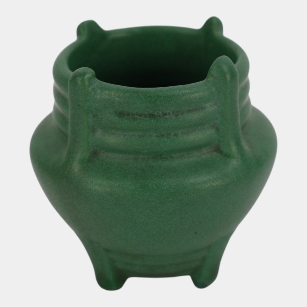 Weller Bedford 1905-20 Art Pottery Matte Green Buttressed Footed Ceramic Vase