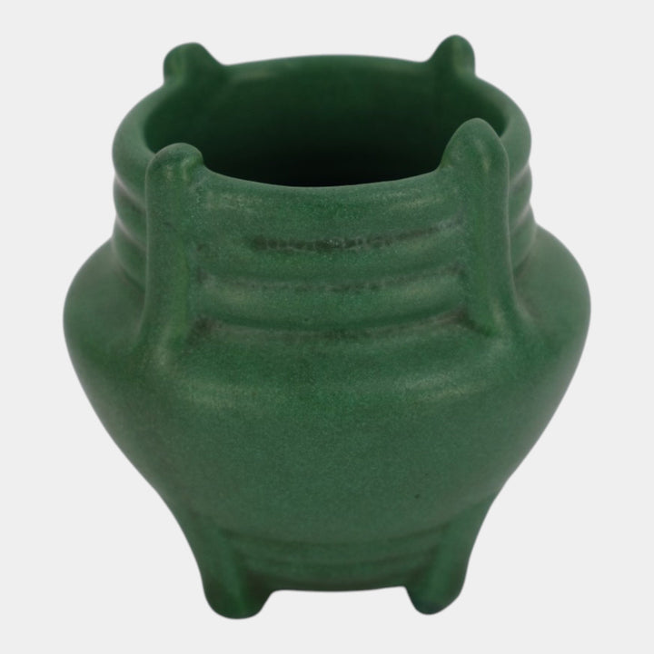 Weller Bedford 1905-20 Art Pottery Matte Green Buttressed Footed Ceramic Vase