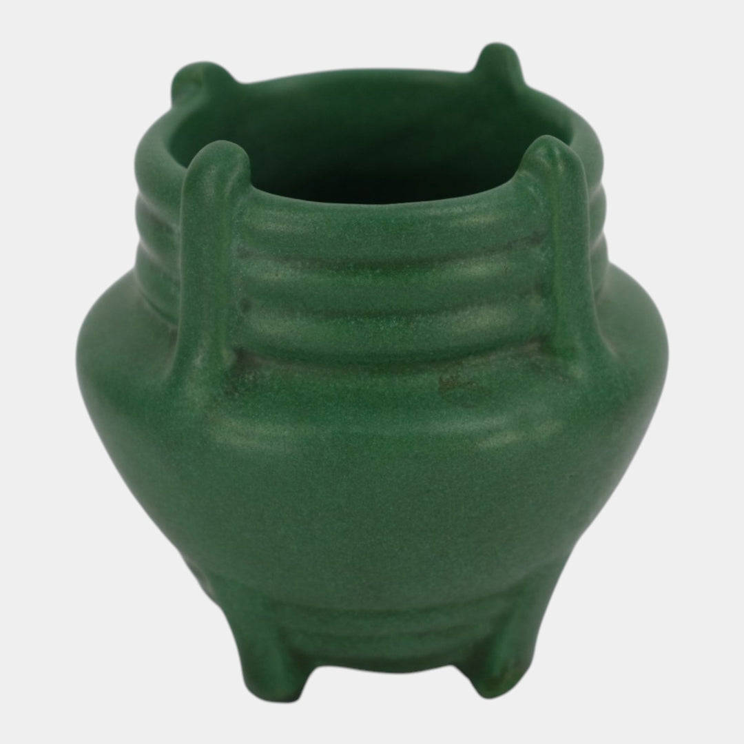 Weller Bedford 1905-20 Art Pottery Matte Green Buttressed Footed Ceramic Vase