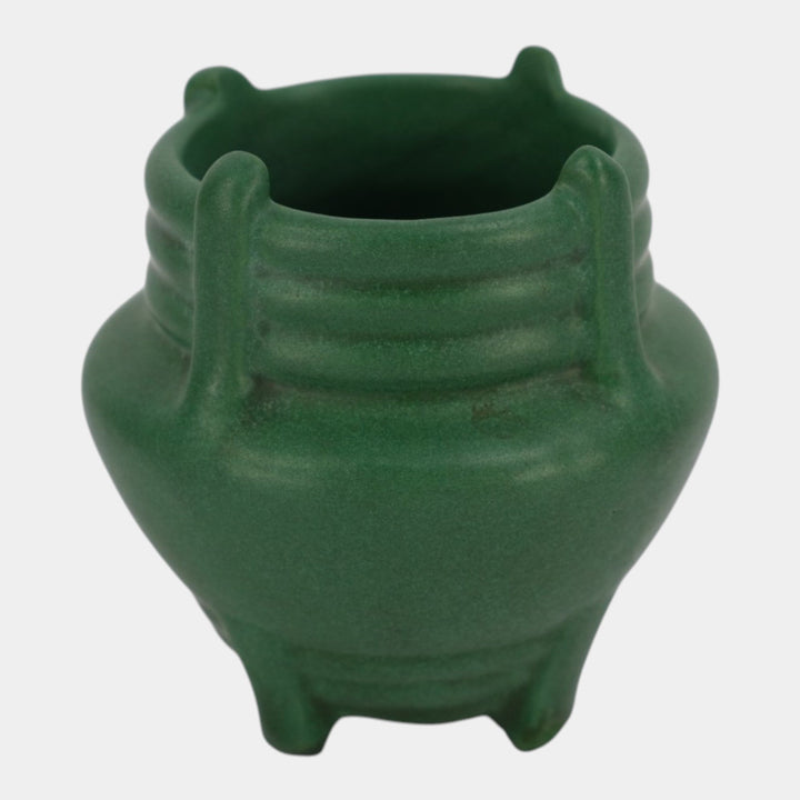Weller Bedford 1905-20 Art Pottery Matte Green Buttressed Footed Ceramic Vase