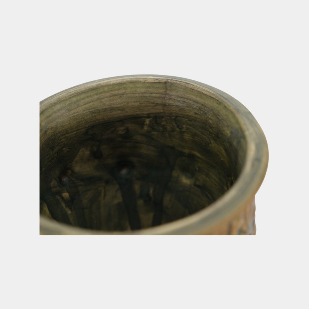 Weller Woodcraft 1920s Vintage Art Pottery Green Brown Ceramic Chalice Vase