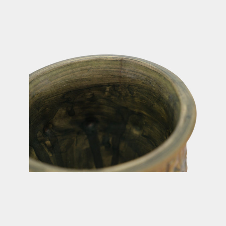 Weller Woodcraft 1920s Vintage Art Pottery Green Brown Ceramic Chalice Vase