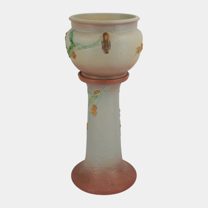 Roseville Bittersweet Gray 1951 Vintage Pottery Jardiniere Pedestal 802-8