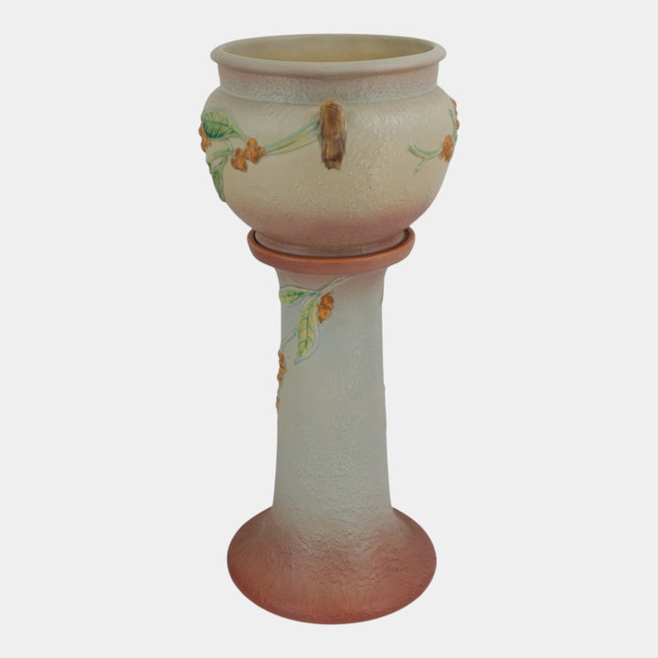 Roseville Bittersweet Gray 1951 Vintage Pottery Jardiniere Pedestal 802-8