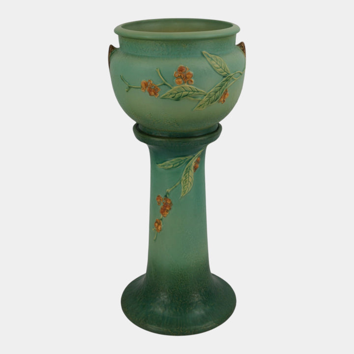 Roseville Bittersweet Green 1951 Vintage Pottery Jardiniere Pedestal 802-8