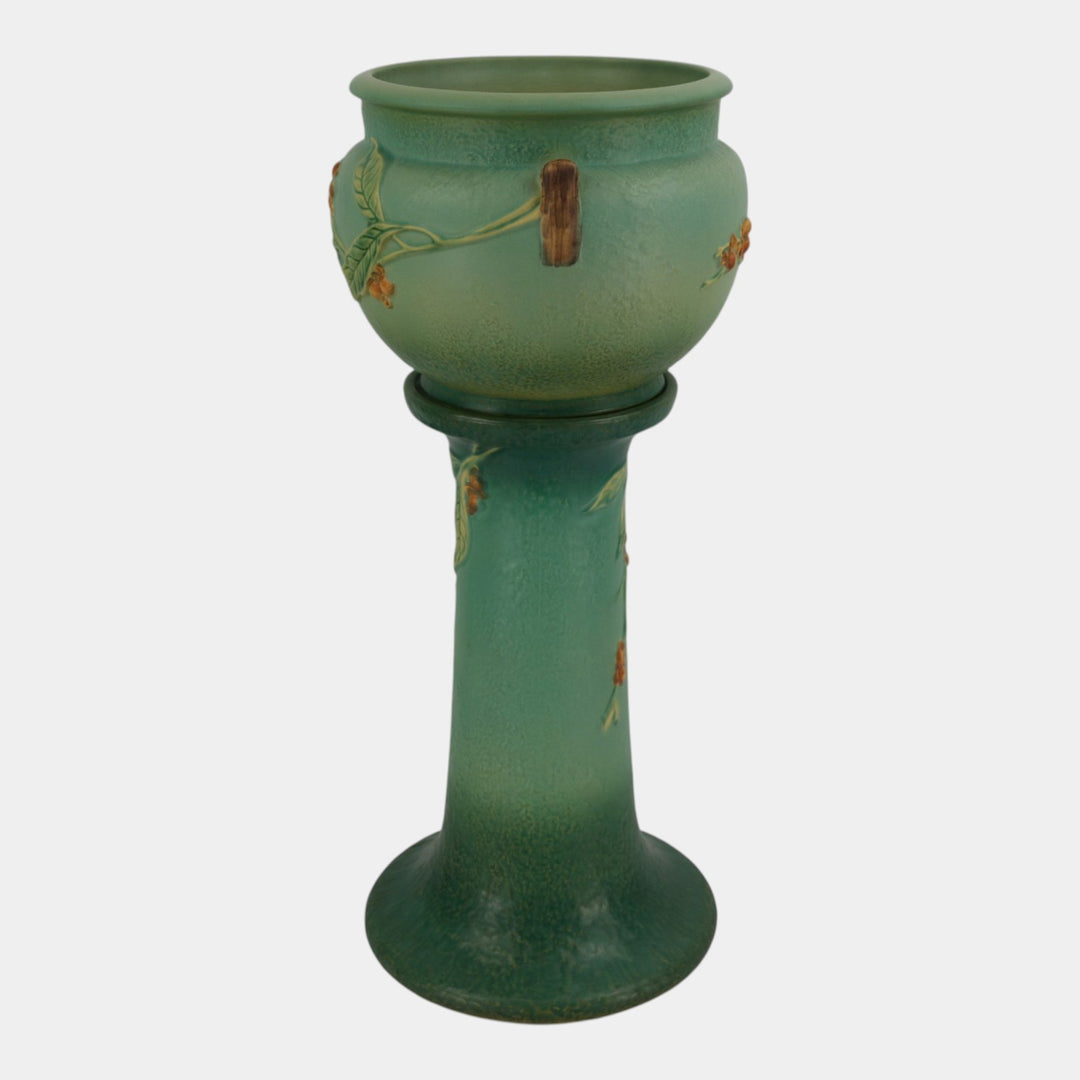 Roseville Bittersweet Green 1951 Vintage Pottery Jardiniere Pedestal 802-8
