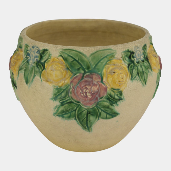 Roseville Rozane Ivory 1917 Antique Art Pottery Floral Jardiniere Planter 588-10