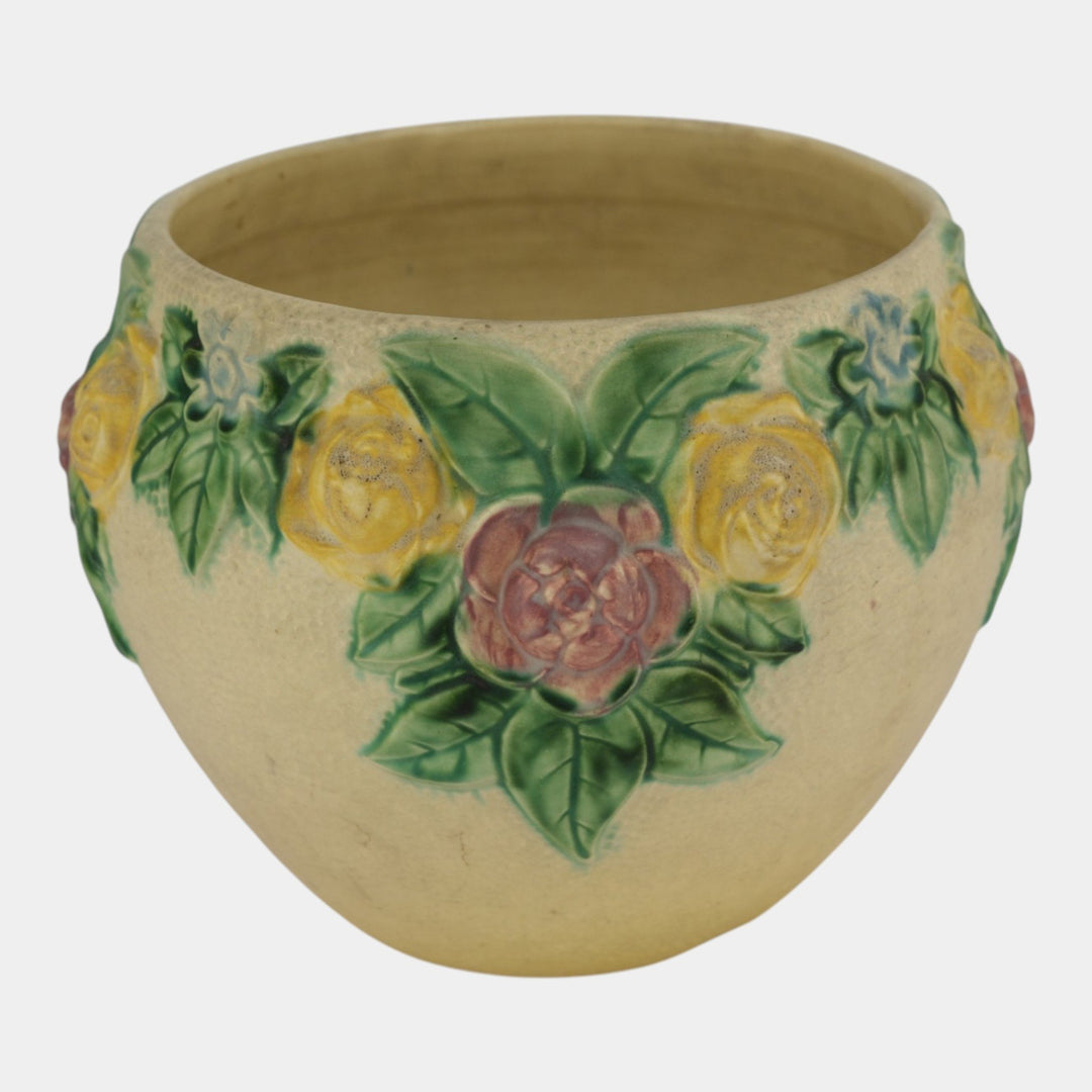 Roseville Rozane Ivory 1917 Antique Art Pottery Floral Jardiniere Planter 588-10