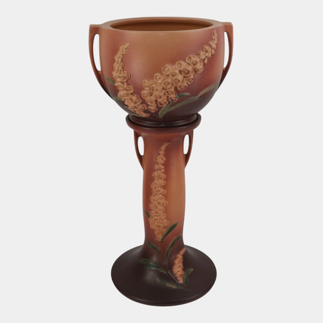 Roseville Foxglove Pink 1942 Art Deco Ceramic Jardiniere & Pedestal 659-8