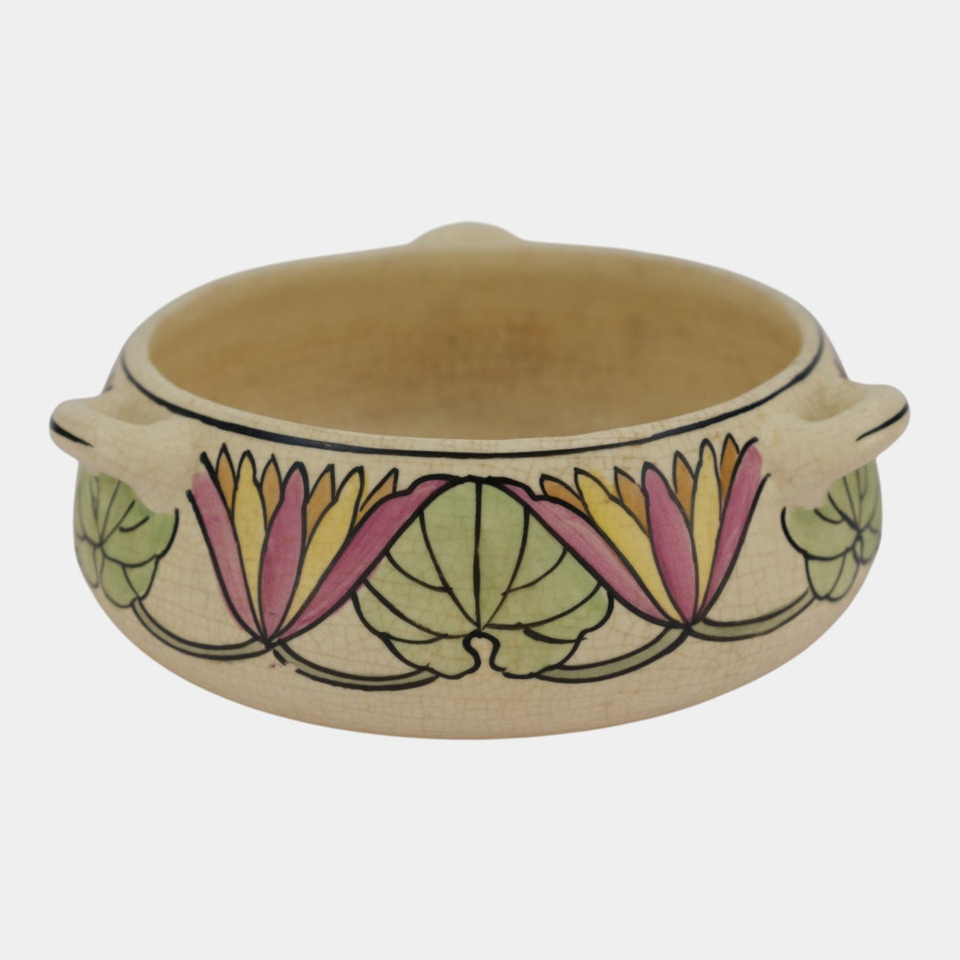 Roseville Persian Creamware 1916 Art Pottery Floral Handled Ceramic Bowl 316