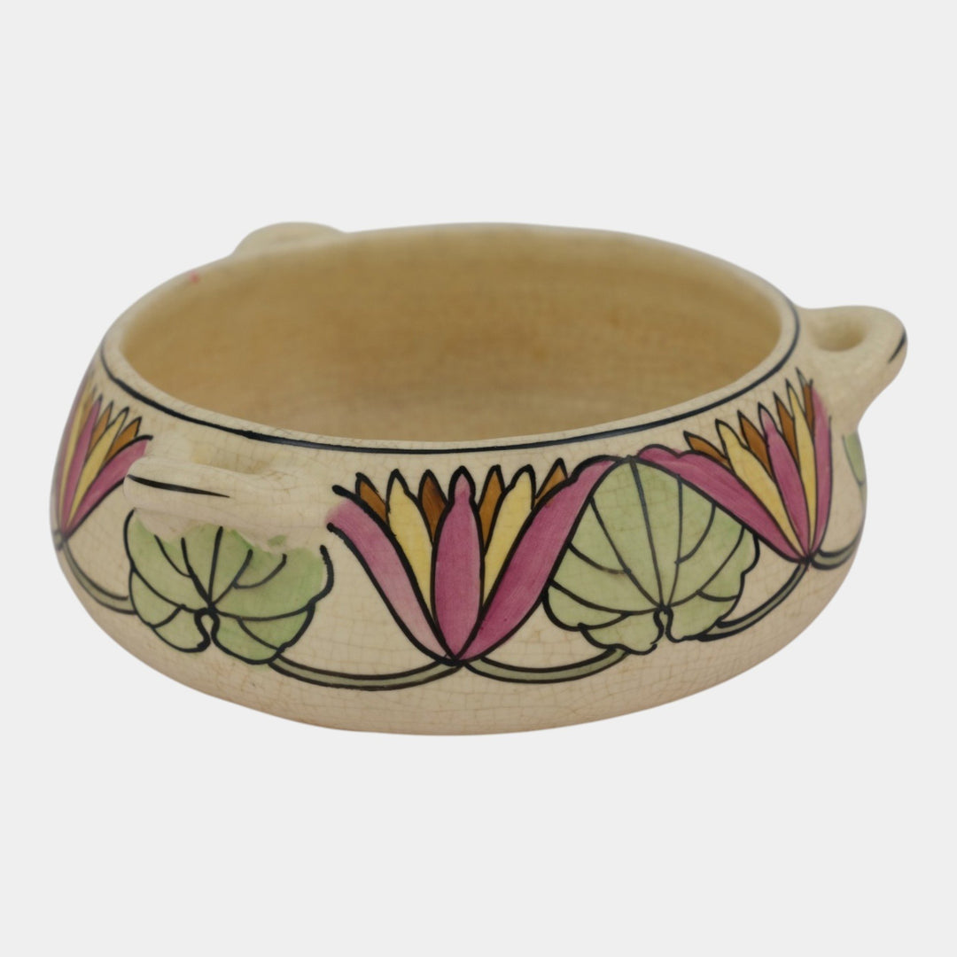 Roseville Persian Creamware 1916 Art Pottery Floral Handled Ceramic Bowl 316