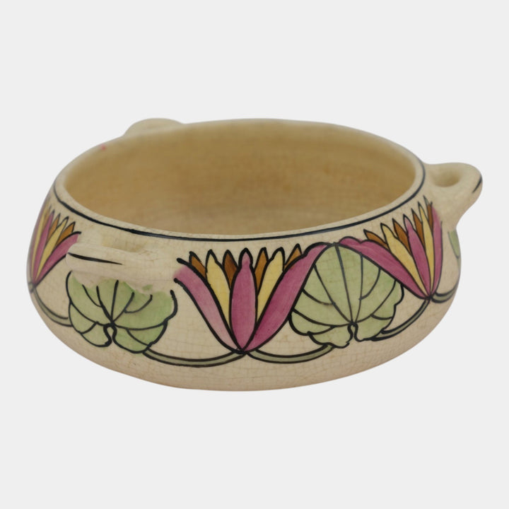 Roseville Persian Creamware 1916 Art Pottery Floral Handled Ceramic Bowl 316